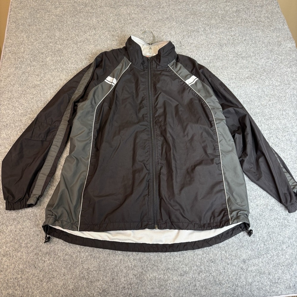 Pro Spirit Windbreaker Jacket Mens Large Black Full Zip Mesh Lined Athletic Coat